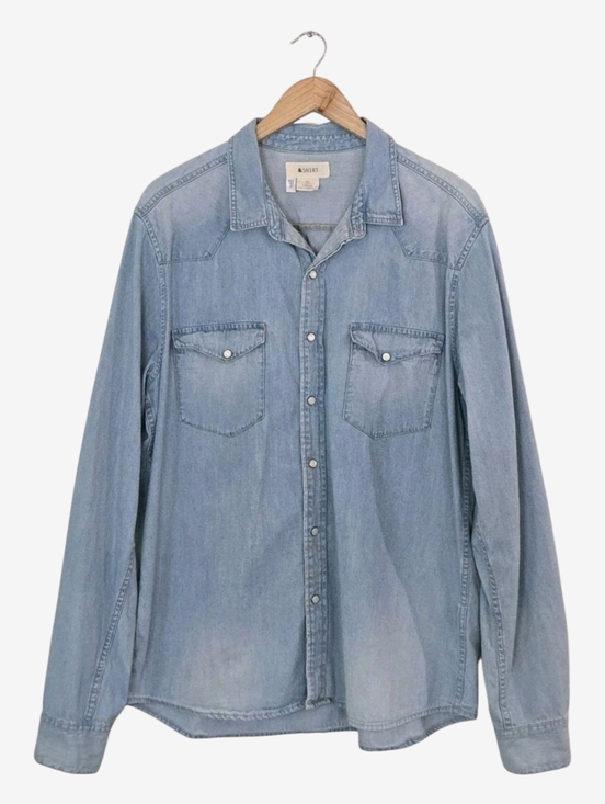 & Other Stories Tops - & Other Stories Denim Western Shirt Womens Large Chambray Snap Button Blue